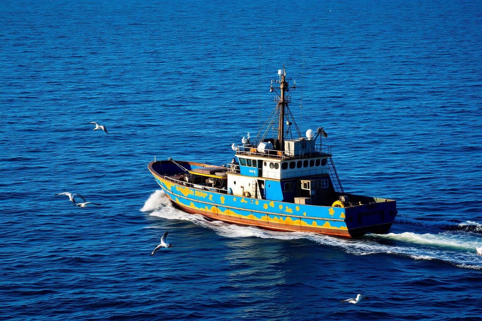Fishing trawler on the ocean